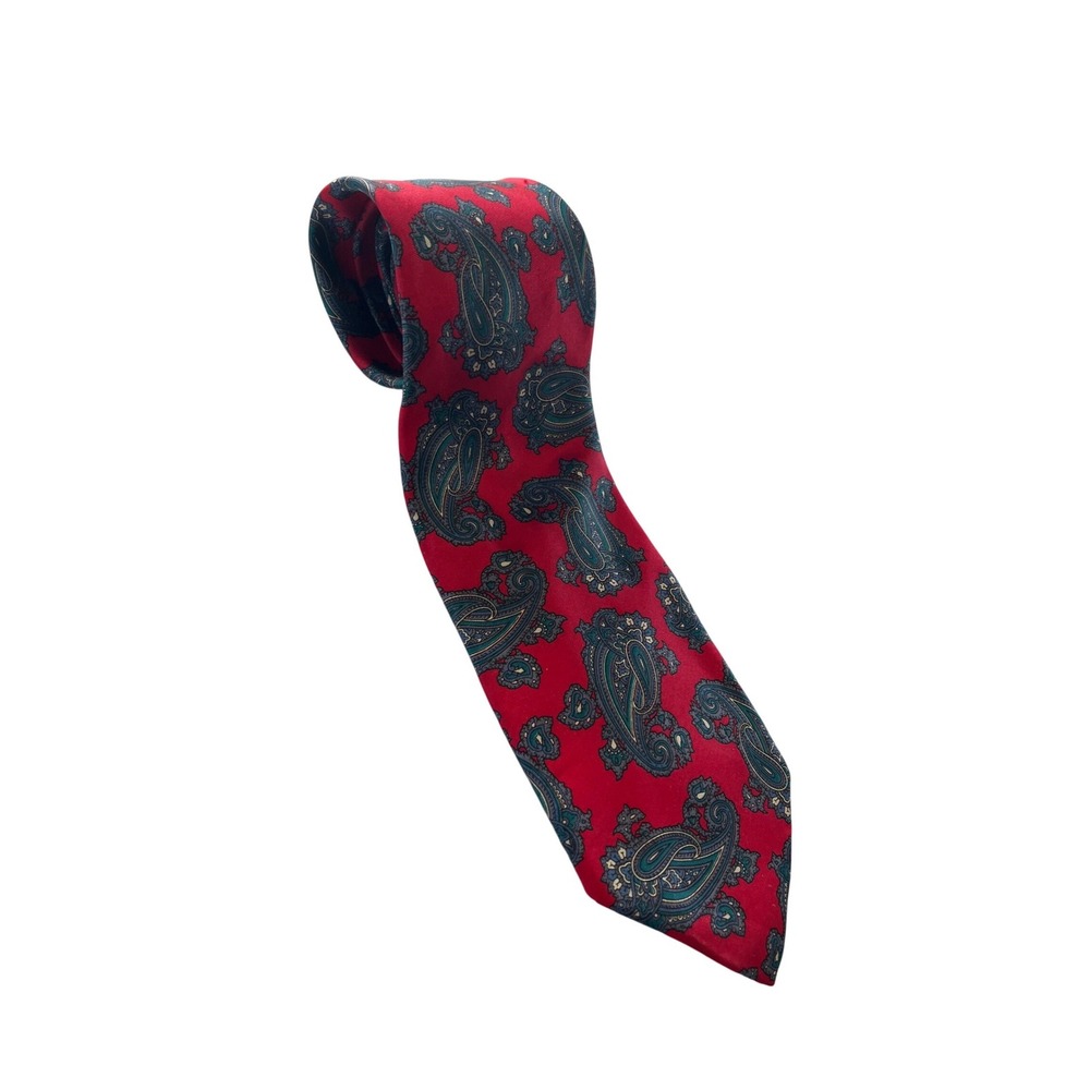 Paisley Silk Tie Hand Made in Italy‎ Red Green Blue Men's Necktie